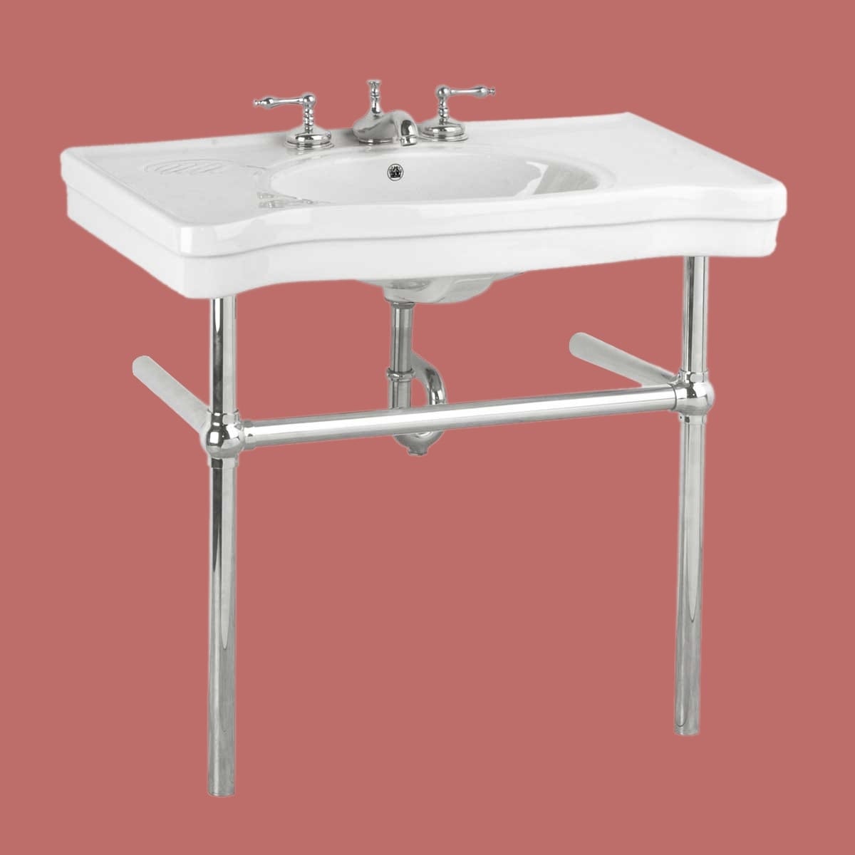 White China Console Sink Wall Mount Belle Epoque Chrome Bistro Legs Overstock 12636447