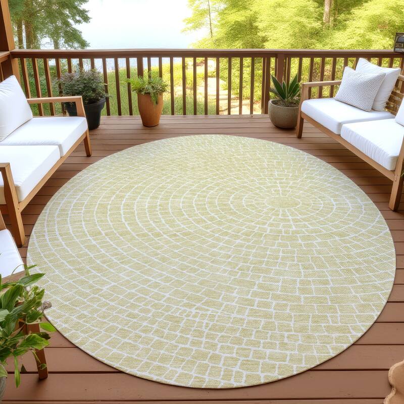 Machine Washable Indoor/ Outdoor Modern Gravity Chantille Rug - Wheat - 8' x 8'
