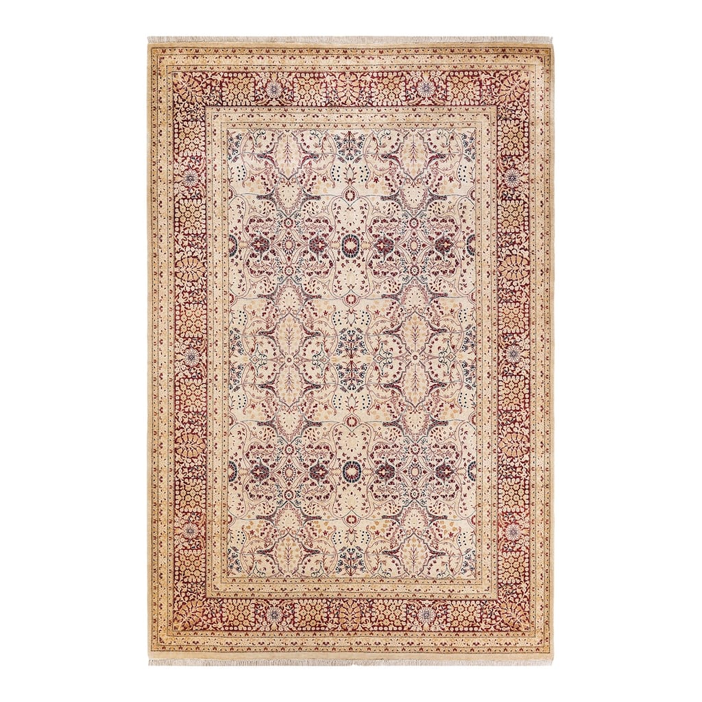 Overton Handknotted Wool Traditional Oriental Ivory Area Rug - 6' x 9'