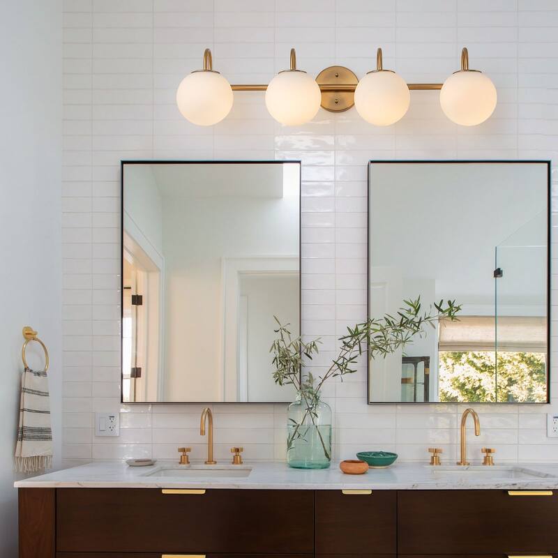 3/4-Light Dimmable Modern Bathroom Light Fixture with Frosted Glass