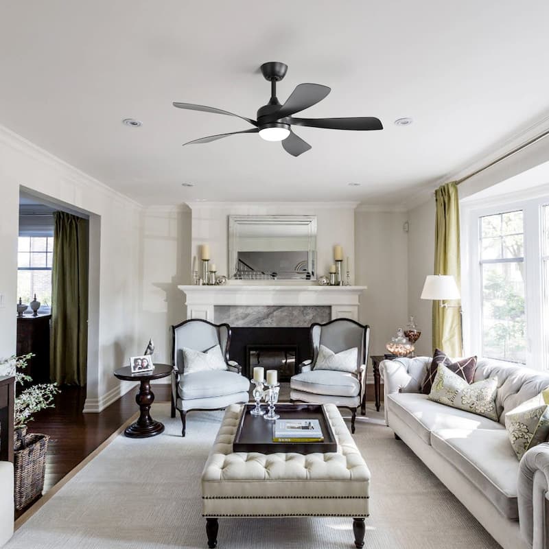 45 Inch / 52 Inch White Ceiling Fan with Dimmable LED Light and Remote, 6-Speed Reversible DC Motor, ABS Blades