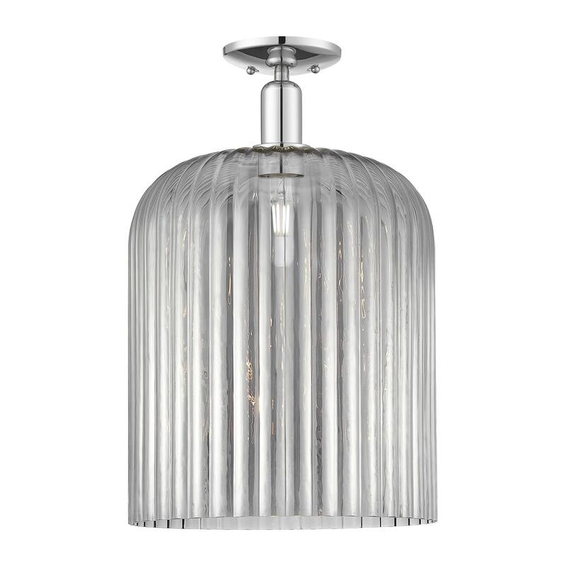 Innovations Lighting 716-1C-19-12 Bridal Veil Semi-Flush Bridal Veil - Polished Chrome / Light Smoke