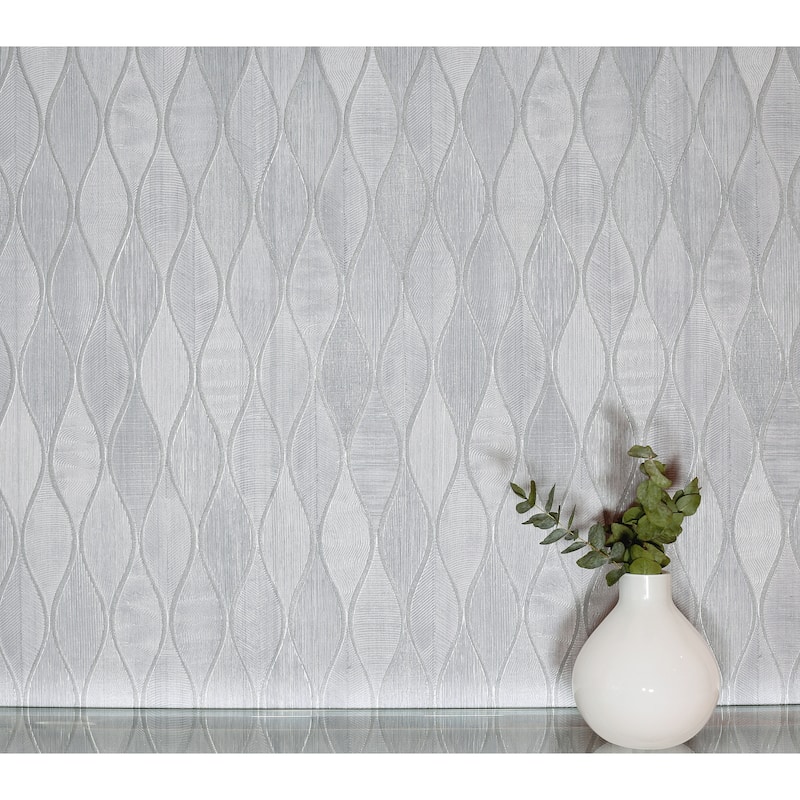 Ogee Silver Heavyweight Vinyl Wallpaper