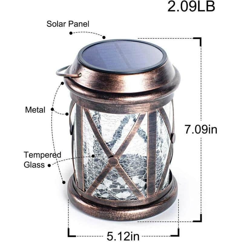 Solar Wall Lantern Outdoor Waterproof LED Hanging Solar Lamps for Front Porch, Patio & Yard Decor - Black