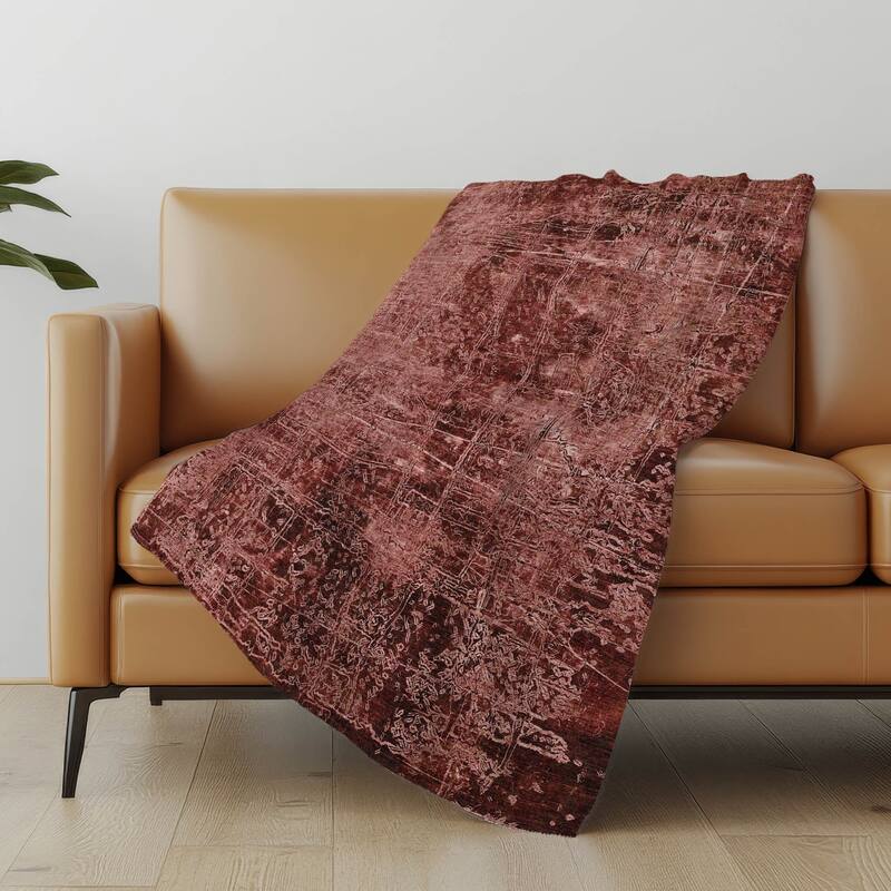 Premium Machine Washable Solid Imprints Sherpa Throw Blanket