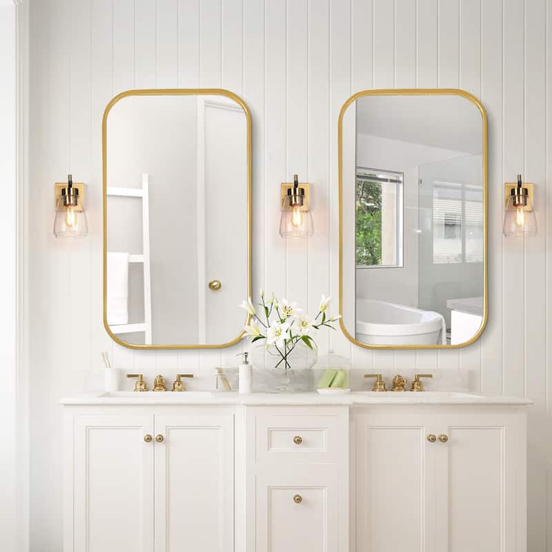 Modern Contemporary Wall Sconces Bathroom Vanity Lights with Seeded Glass - L 5.1" x W 6.7" x H 8.7"