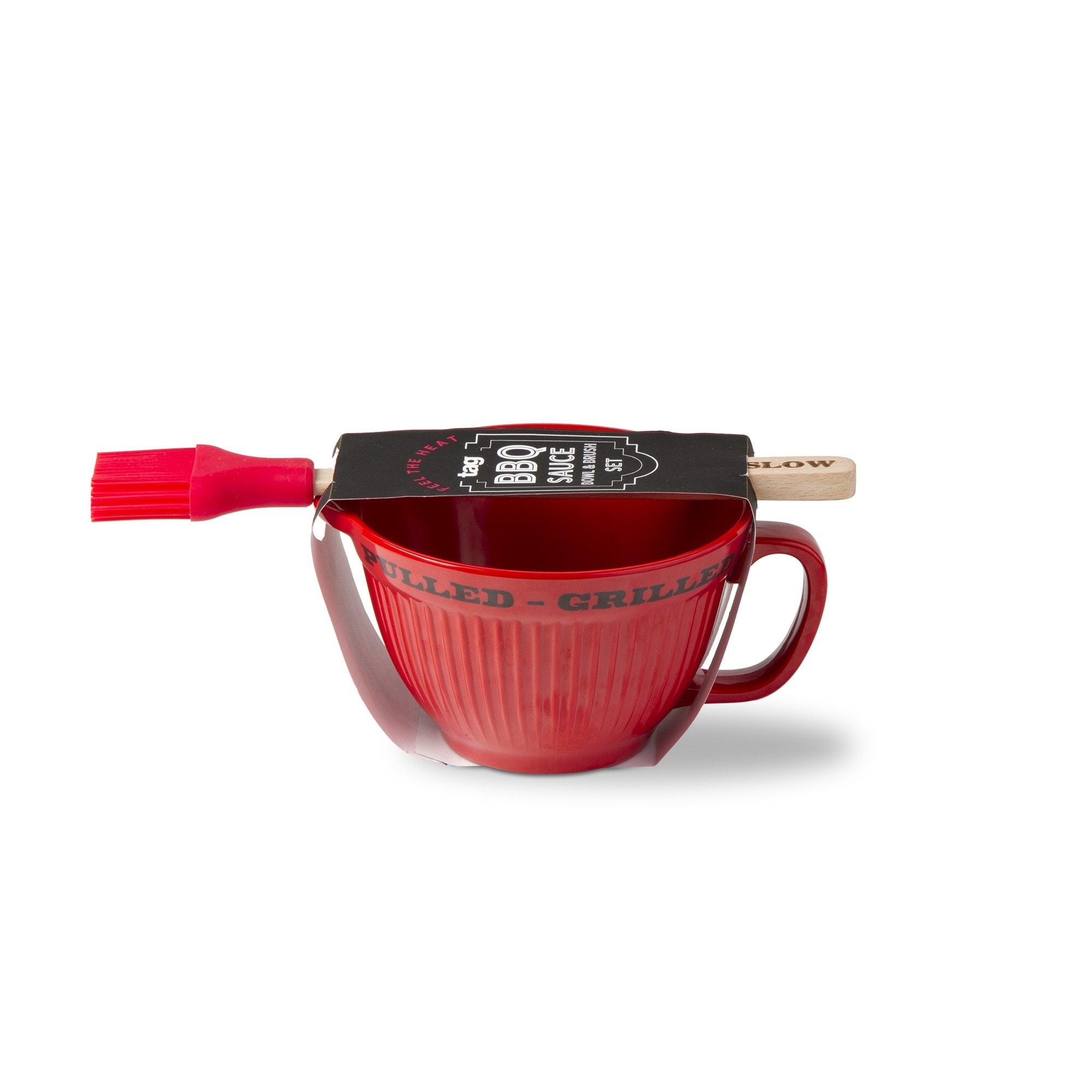 Sauce Boss BBQ Bowl Brush Set - Dishwasher Safe Serving Bowls Dinnerware Set, Everyday Use, Red, 4inH x 8.07inL x 6.38inW