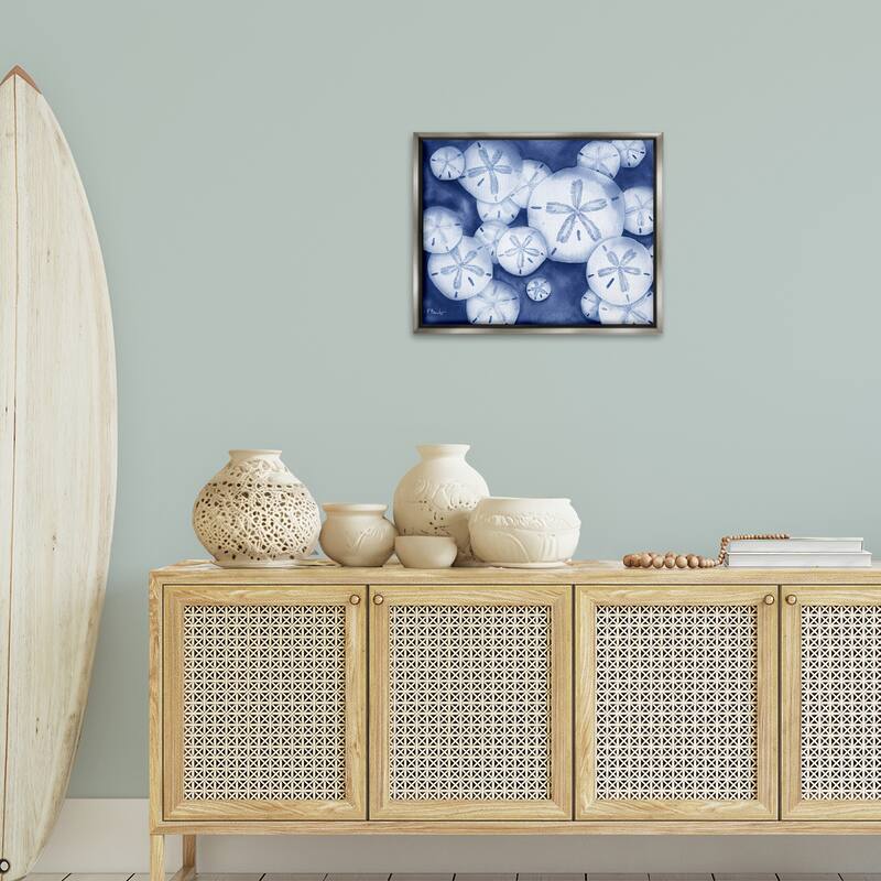 Stupell Watercolor Style Sand Dollars Framed Floater Canvas Wall Art Design By Paul Brent