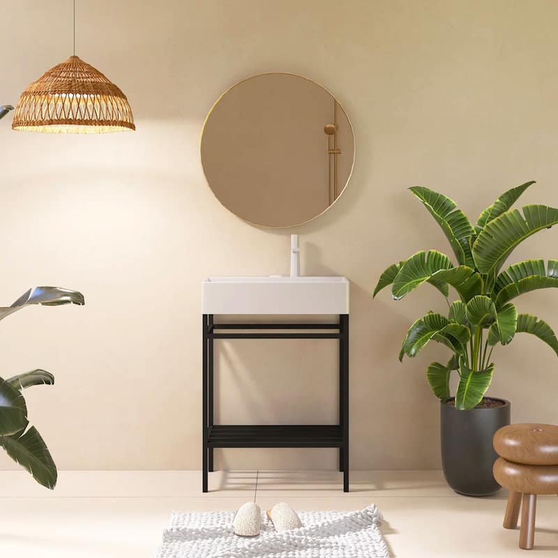 24" Freestanding Bathroom Vanity with Ceramic Sink - 23.62'' x13.98'' x 33.46''