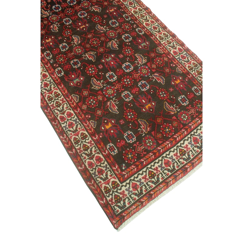 Fine Vintage Distressed Junius Charcoal/Ivory Runner - 3'5" x 10'1"