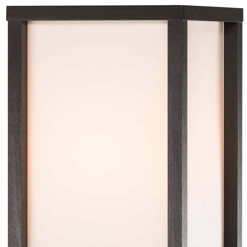 Black Wood Column Floor Lamp with Off White Fabric Rectangular Shade Pull Chain - 11.25” x 10.5” x 72” (D x W x H)