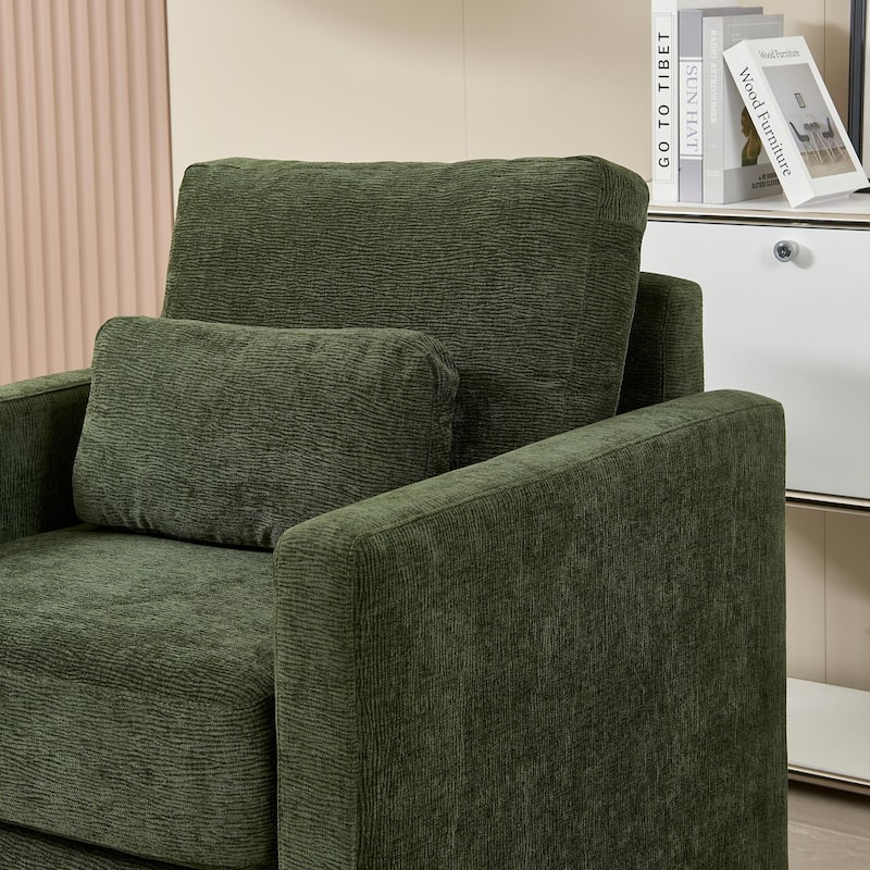 Modern Accent Chair, Chenille Upholstery Armchair - Modern Style, Solid Wood Frame - Ideal for Living Room, Bedroom, Office