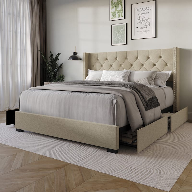 Greeley Tufted Upholstered Storage Platform Bed