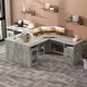 preview thumbnail 54 of 70, Modern Farmhouse L-Shape Desk with File Cabinet and Drawers, Homer Office Executive Desk with Charge Station
