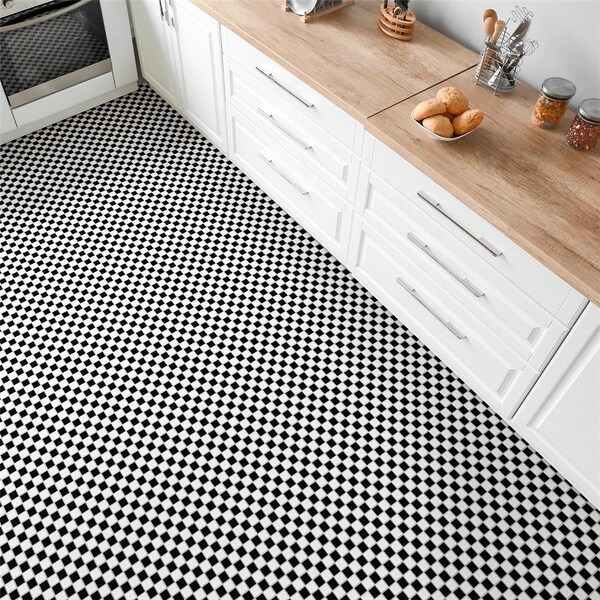 Merola Tile Checkerboard Square Glossy 12" x 12" Porcelain Mosaic Tile