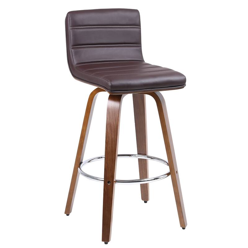 PU Leather Upholstered Swivel Barstools with Back, Set of 4