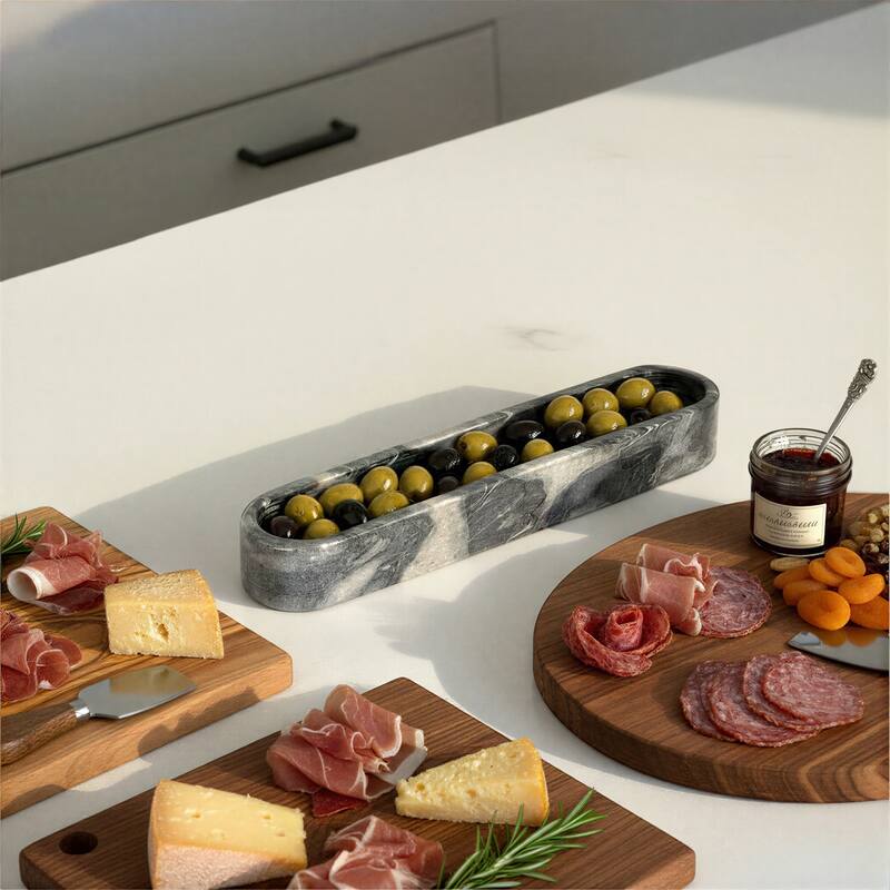 Marble Cracker Dish - Gray