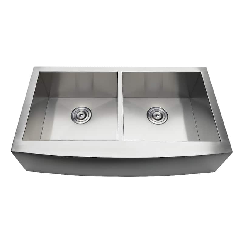 Uptowne 36-Inch Stainless Steel Apron-Front Double Bowl Farmhouse Kitchen Sink in Brushed - Brushed