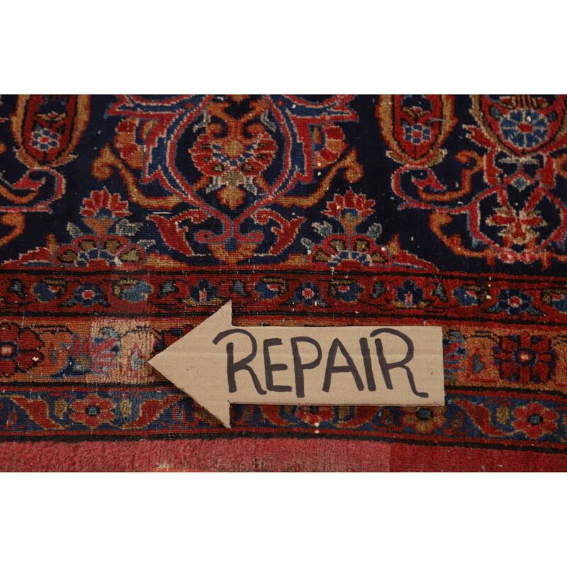 Hand Knotted Oriental 100% Wool Carpet Traditional All-Over Oranges & Rust Kashan Area Rug - 13' 11'' X 10' 0''