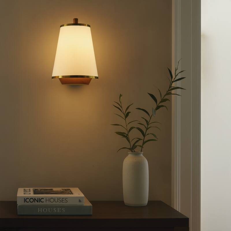 Varaluz Desert Flyer 2-Light Wall Sconce - Satin Brass/Medium Walnut