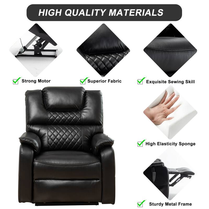 35.5"W Dual Electric Power Lift Recliner,Massage&Heat,180 degrees