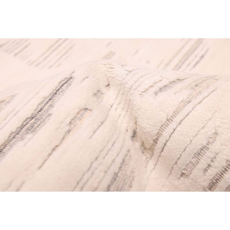 ECARPETGALLERY Hand Loomed Elysian Cream Wool Rug - 7'11 x 9'10