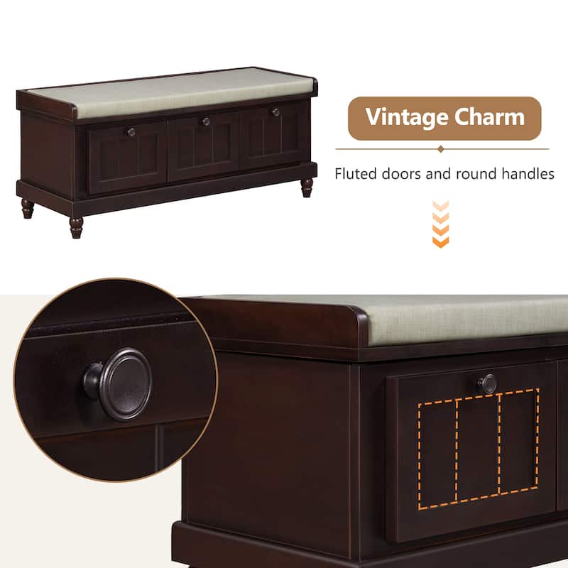 Shoe Bench with Lift Top Cushion Seat & Hidden Space, Entryway Shoe Storage Bench with 3 Drawers, Bedroom End of Bed Bench