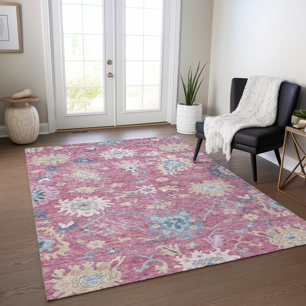 Machine Washable Indoor/ Outdoor Causal Traditional Chantille Rug