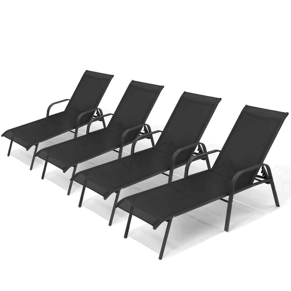 VredHom Outdoor Patio Adjustable Chaise Lounges Chairs with Arms (Set of 2/4 )