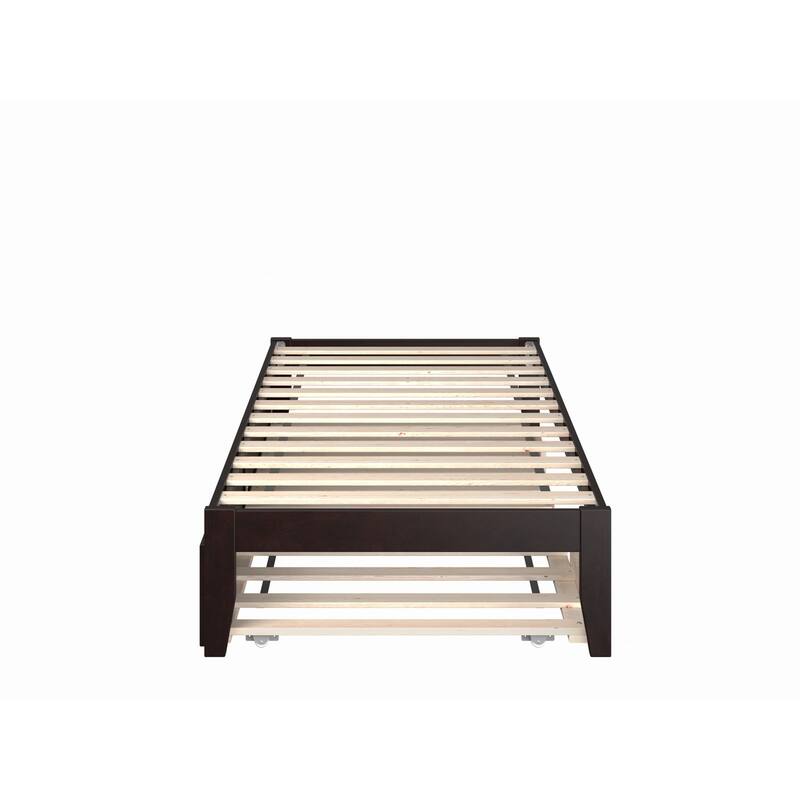 Twin Bed with Trundle - Rustic Romance Espresso Finish - HomeStock Bedroom Furniture