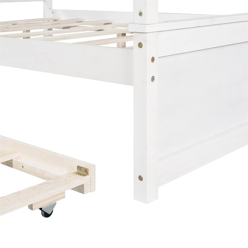 Merax Full Size Canopy Platform Bed with Twin Trundle