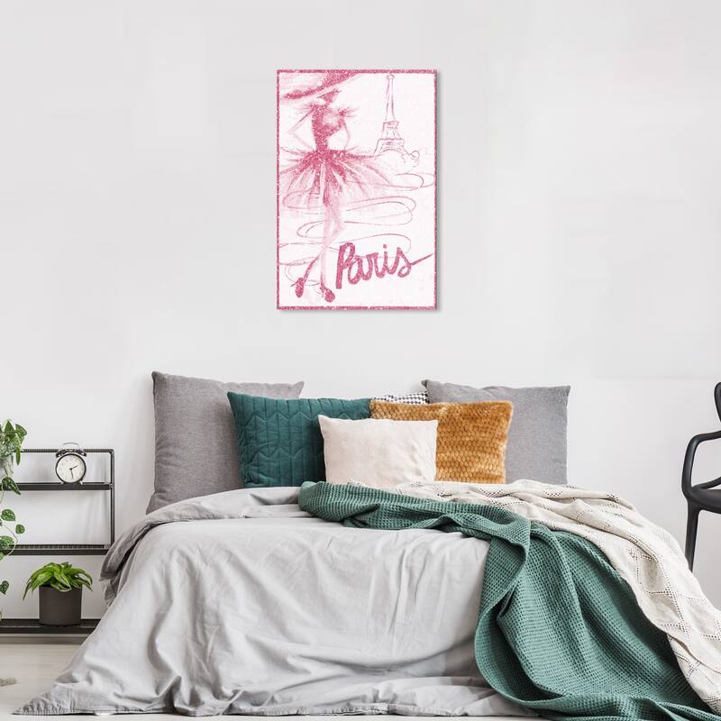 Wynwood Studio Canvas Fashion and Glam Pink Paris Glitter Pink and Metallic Pink Glam Wall Art Canvas Print - 36 x 24
