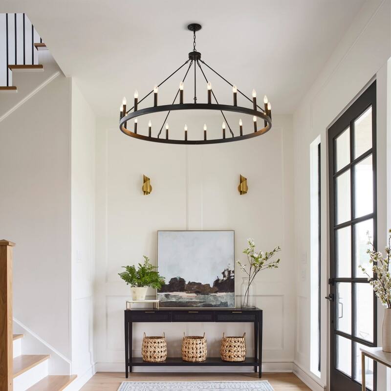 Extra Large Black Wagon Wheel Chandelier Farmhouse for Dining Room