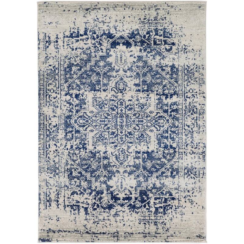Livabliss Harput Traditional Area Rug - Blue - Rectangle - 3' 11" x 5' 7"