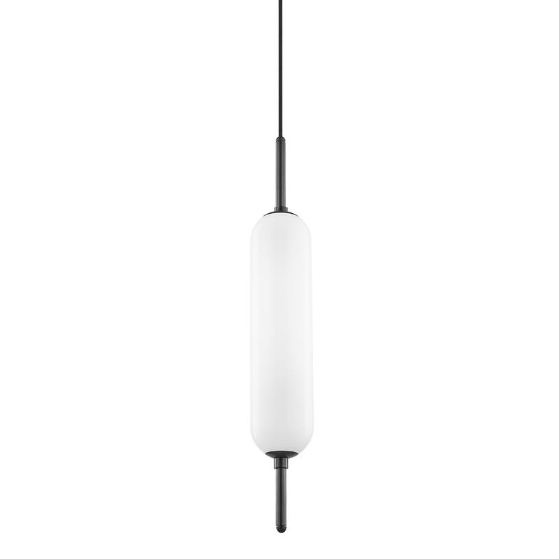 Strick & Bolton Mosshart Steel/ Opal Glass Pendant Light