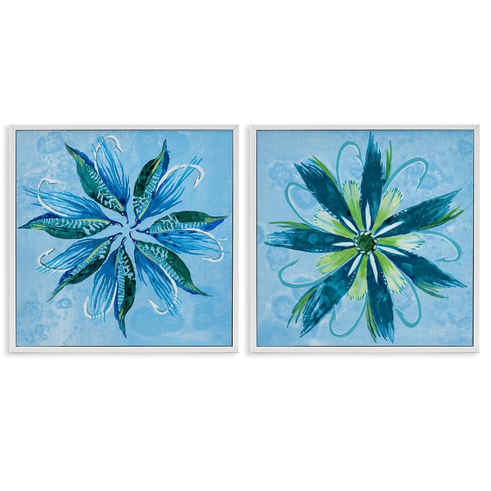 Stupell Whimsical Flower Shapes Framed Giclee Art Design By Liz Jardine (Set of 2)