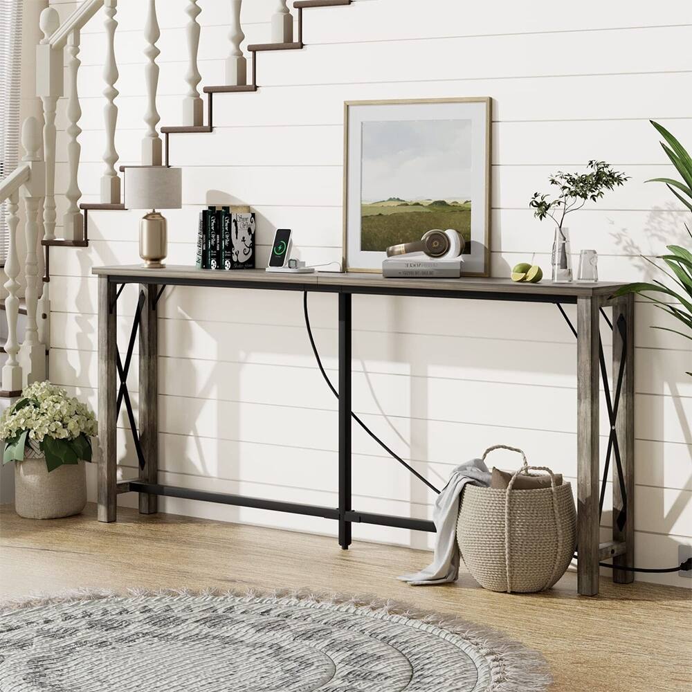 73.2" Long Narrow Console Table Entryway Hallway Behind Couch Sofa - 54 x 84