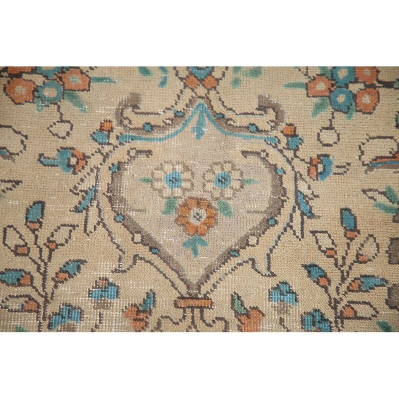 Hand Knotted Oriental 100% Wool Carpet Traditional Floral Beige & Ivories Tabriz Area Rug - 12' 8'' X 9' 8''