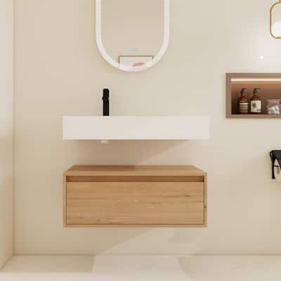 BNK 30/60 inch Floating Single/Double Sink Bathroom Vanity with Soft Close Drawer