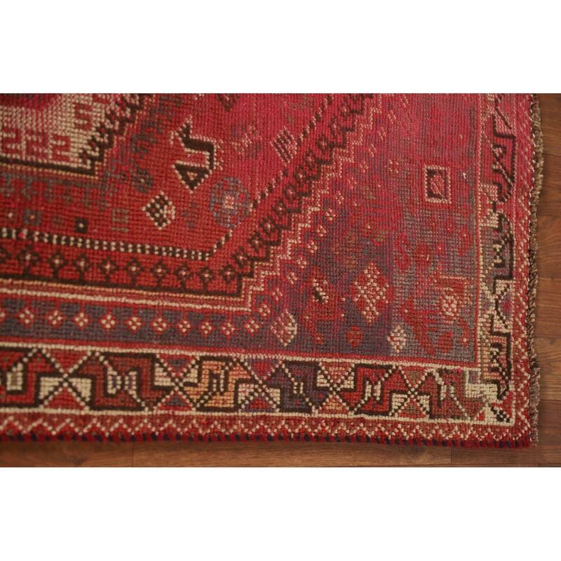 Tribal Qashqai Persian Antique Area Rug Hand-knotted Wool Carpet - 3'4"x 4'10"