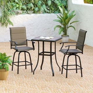 3-piece Outdoor Swivel Bar Stool and Table Bistro Set