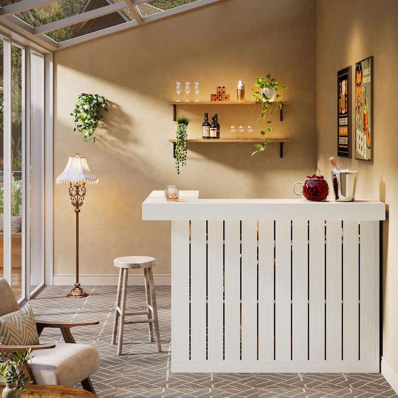 Industrial L-Shaped Corner Home Bar Cabinet with Wine Glass Racks