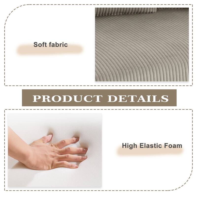Oversized Corduroy Upholstery Modular Sofa No Assembly
