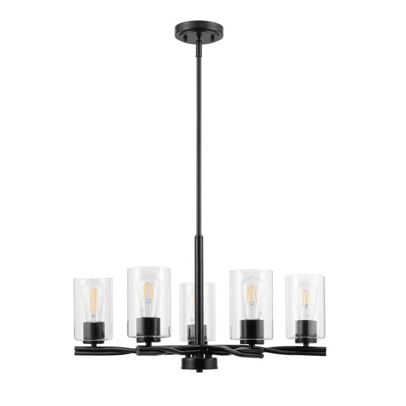Prominence Home Lantier 5-Light Matte Black Chandelier with Clear Glass - 25.5
