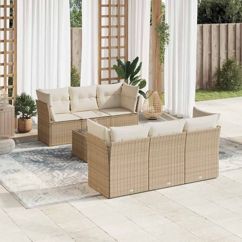 vidaXL Garden Sofa Set Beige, Cream White - 21.7 x 21.7 x 14.6