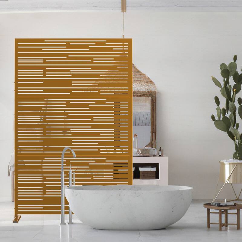 Metal Privacy Screen Wall Decoration Free Standing-6.3 ft. H X 4 ft. W