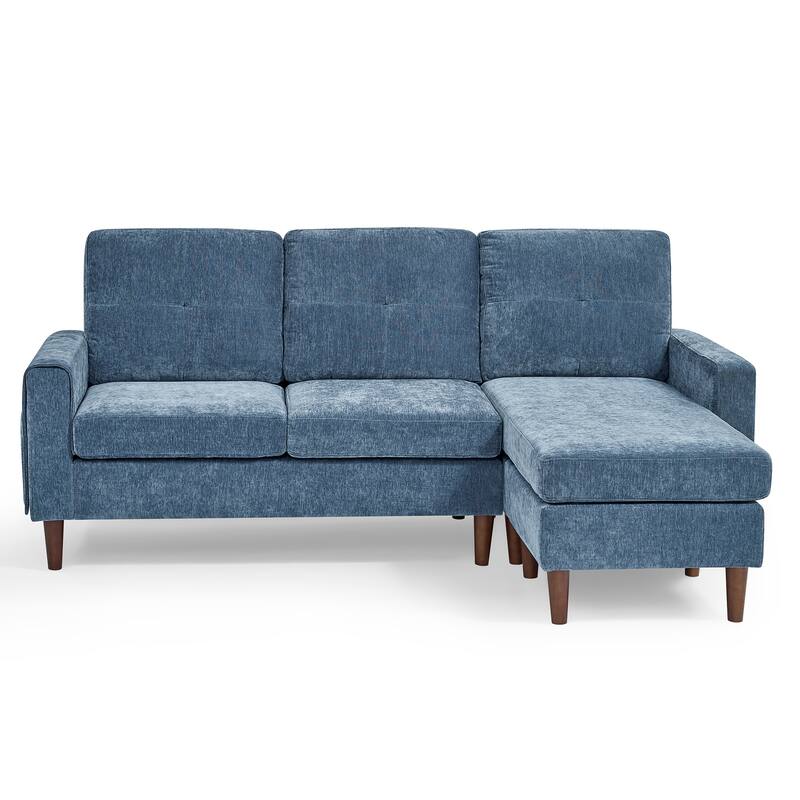 Convertible Sectional Sofa Chenille Couch, 3 Seats Lshape Sofa with