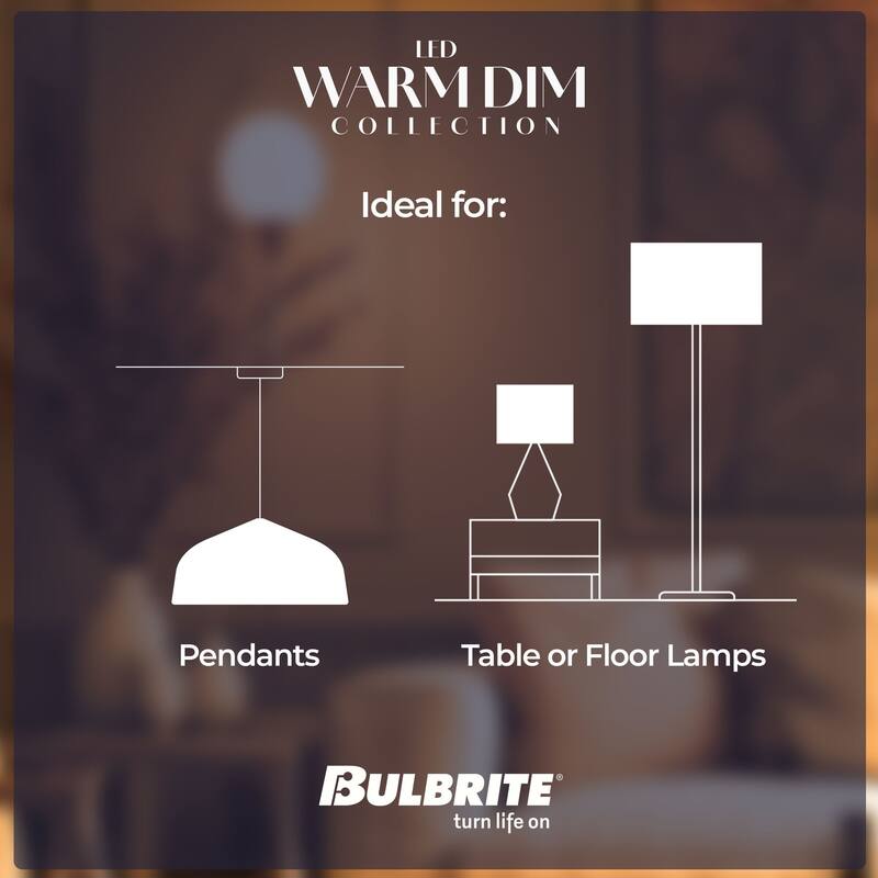 Bulbrite 9 Watt LED A19 Light Bulbs, Warm Dimming 3000K (Soft White) - 1800K (Candlelight), 800 Lumens, (2 Pack) - 2 Pack