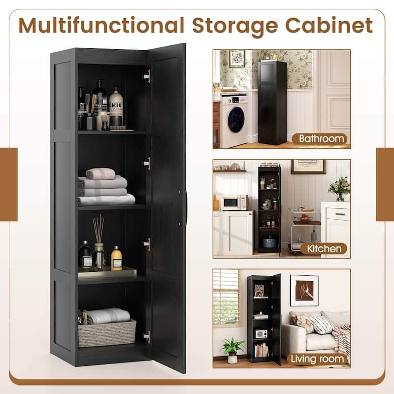 Costway 4-Tier Storage Cabinet with Door Freestanding Bathroom Cabinet - See Details