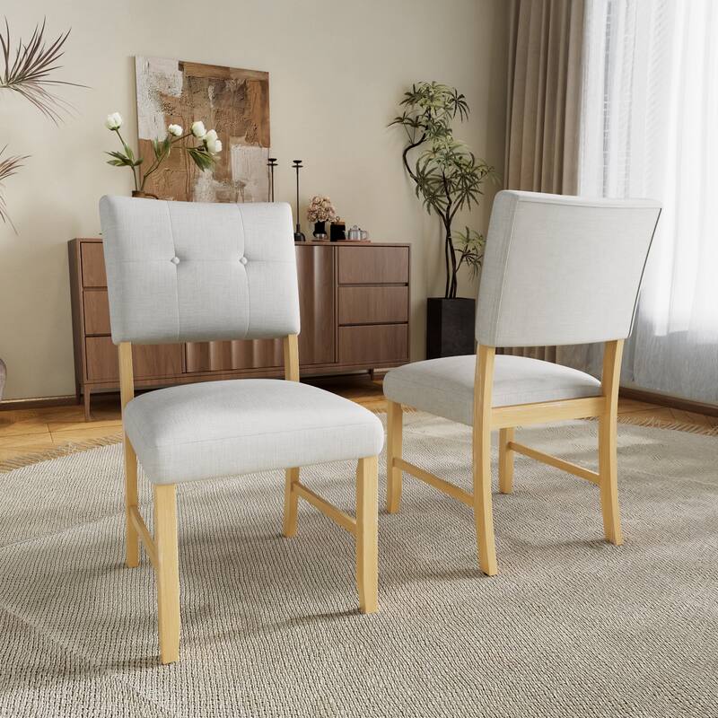 Modern Upholstered Armless Dining Chairs with Wood Legs, Set of 4